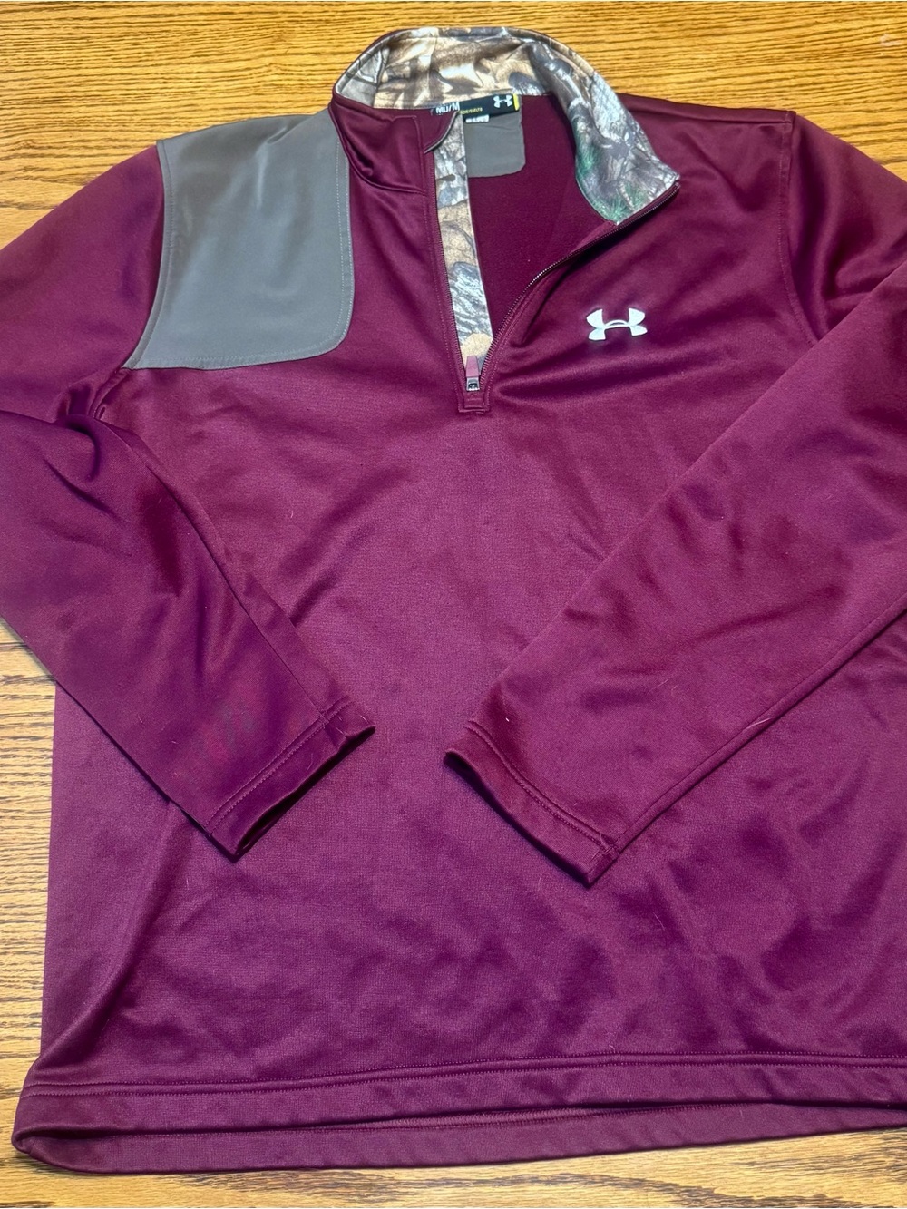 Under Armour Men's Maroon Quarter-Zip Pullover with Gray Shoulder Panel